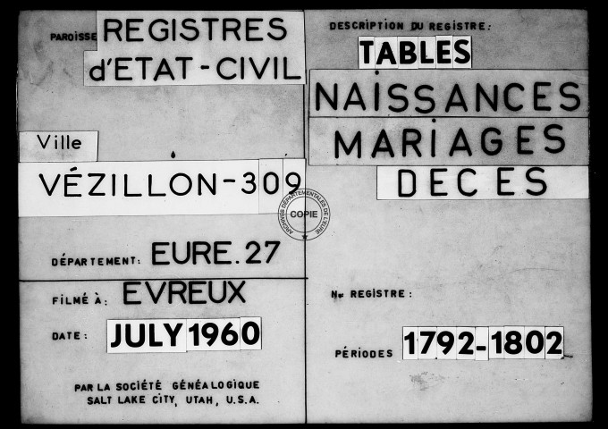 Tables (1792-1902)