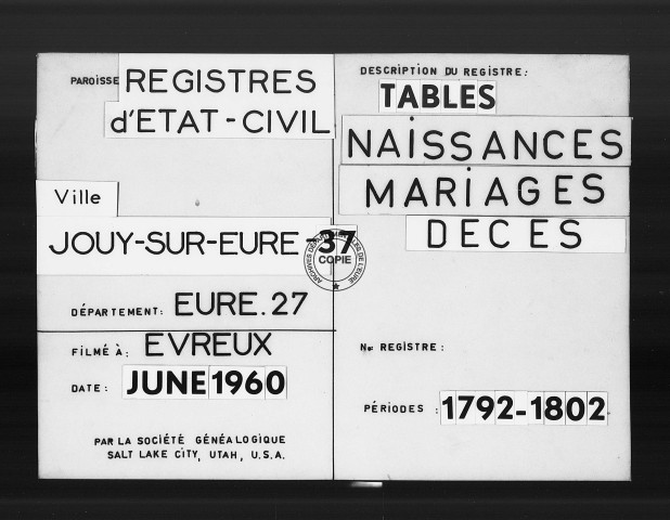 Tables (1792-1902)