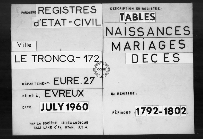 Tables (1792-1902)