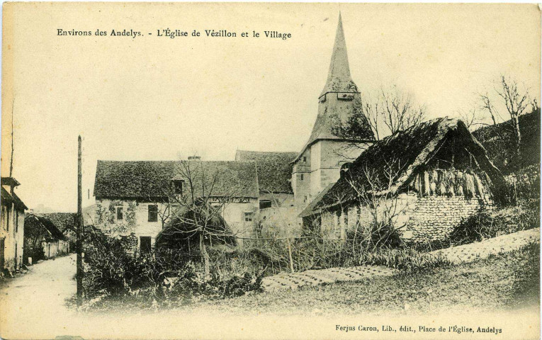 Vézillon. L'Eglise de Vézillon et le village.