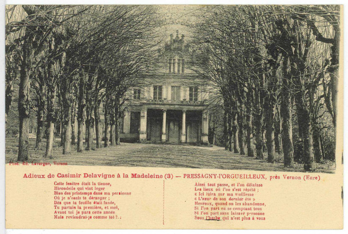 Pressagny-l'Orgueilleux. Adieux de Casimir Delavigne à la Madeleine (3).