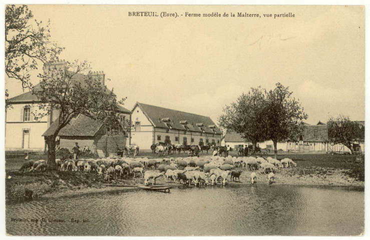 Breteuil-sur-Iton. Ferme modèle de la Malterre, vue partielle.