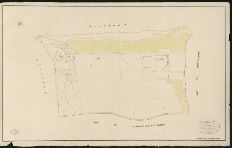 Corneville-la-Fouquetière. Section B _ d'Aurigny _ Feuille Unique