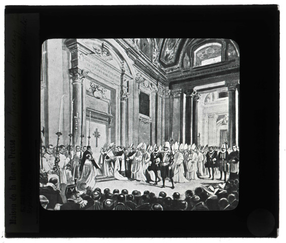 Dessin de l'ouverture de la porte sainte à Rome (Italie).