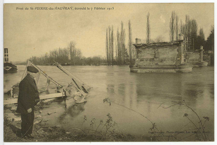 Saint-Pierre-du-Vauvray. Pont de Saint-Pierre-du-Vauvray, écroulé le 7 février 1913.
