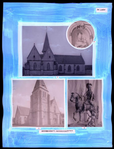"Églises rurales du département de l'Eure" du chanoine Bonnenfant tome I, planche LXXIV Heubécourt-Haricourt (Eure) et Heudicourt (Eure).