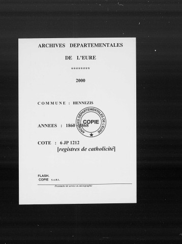 Naissances, Baptêmes, Inhumations. Registres de catholicité (1860-1902)