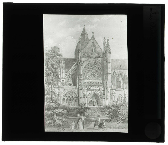 Collégiale Notre-Dame des Andelys (Eure), côté sud, gravure du XIXème siècle extraite de "La Normandie Illustrée".