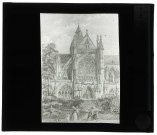 Collégiale Notre-Dame des Andelys (Eure), côté sud, gravure du XIXème siècle extraite de "La Normandie Illustrée".