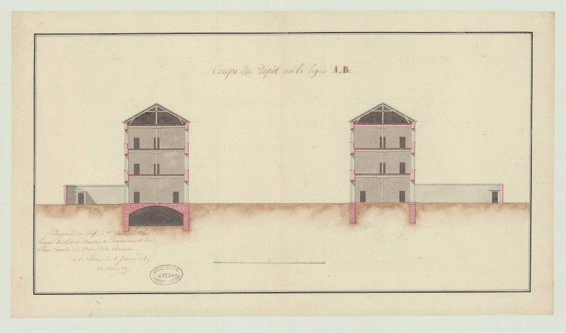 Evreux _Hospice rue Saint-Louis. Projet 3 _ " Dépôt de mendicité et l'hospice " .
