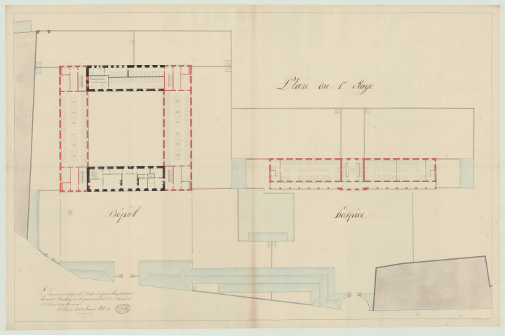Evreux _Hospice rue Saint-Louis. Projet 3 _ " Dépôt de mendicité et l'hospice " .