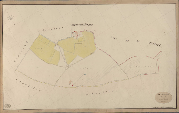 Saint-Aubin-du-Vieil-Evreux. Section D _ de Cracouville _ 1re de 3 Feuilles
