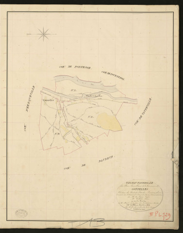 Connelles. Tableau d'assemblage _ du Plan Parcellaire de la Commune de Connelles. _ Canton de Pont-de-l'Arche - Louviers - Eure. _ Terminé sur le terrain le 20 novembre 1834 sous l'administration de M. A. Passy, Préfet _ M. Vallet, maire _ en sous la Direction de M. Marel, Directeur des Contributions directes. _ M. Le Fébure, Géomètre Chef. _ Par M. Gondouin, Géomètre de 1re classe.