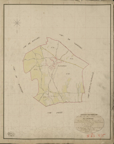 Couture (La). Tableau d'assemblage _ du Plan Parcellaire de la Commune de la Couture _ Canton de Saint André - Evreux - Eure. _ Terminé sur le Terrain le 29 Septembre 1837, sous l'administration de M. Passy, Préfet _ M. Martin, Maire _ et sous la Direction de M. Marel, Directeur des Contributions directes _ M. Le Fébure, Géomètre en Chef. _ Par M. Lefebure, Géomètre de 1re classe.