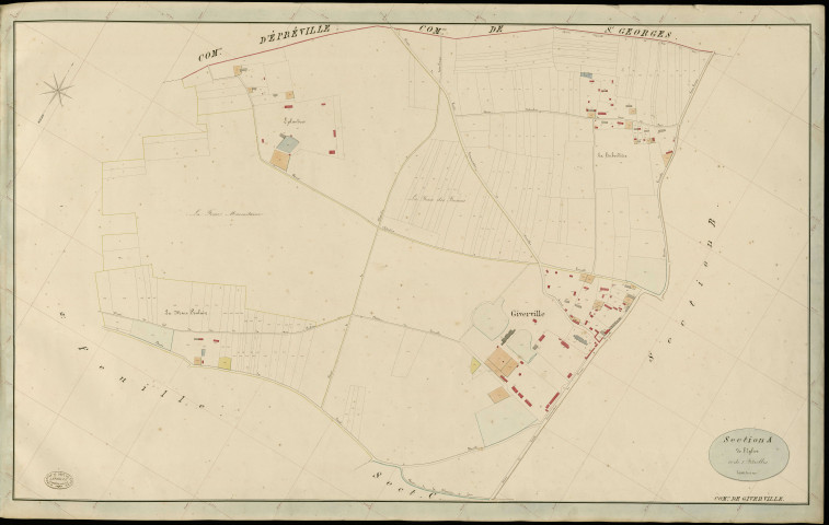 Giverville. Section A _ de l'Eglise _ 1re de 2 Feuilles