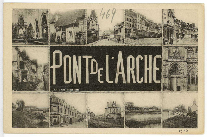 Pont-de-l'Arche. Carte souvenir.