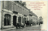 Evreux-Ville. Établissement Edmond Hée - Cycles et Automobiles Rue Joséphine Façade Principale.