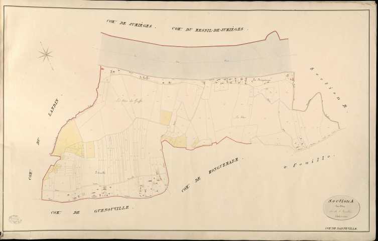Barneville-sur-Seine. Section A _ des Côtes _ 1re de 2 Feuilles
