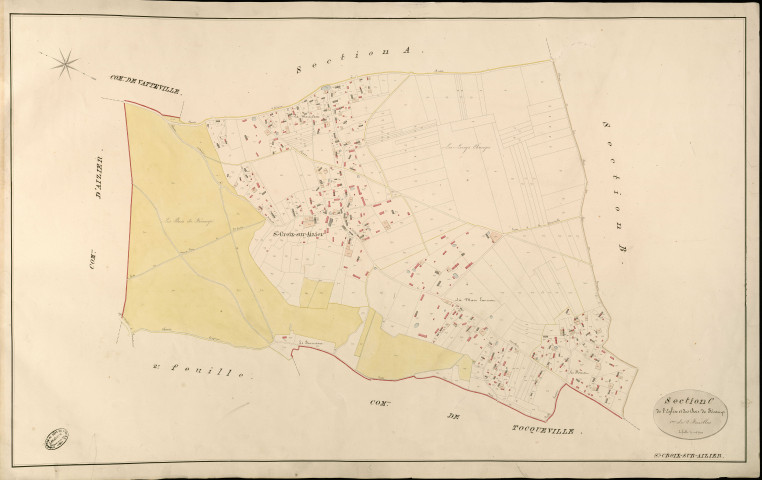 Sainte-Croix-sur-Aizier. Section C _ de l'Eglise et des Bois de Fécamp _ 1re de 2 Feuilles
