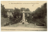 Bézu-Saint-Eloi. Le Monument aux Morts et la Mairie.