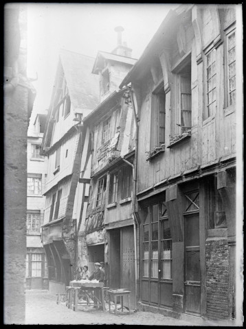 Maison de la boucherie avant l'incendie du 20 mai 1934 de Caudebec-en-Caux (Seine-Maritime).
