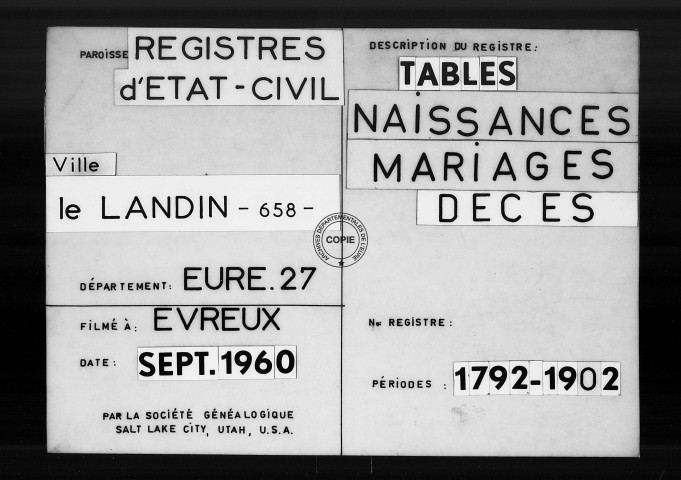 Tables (1792-1902)