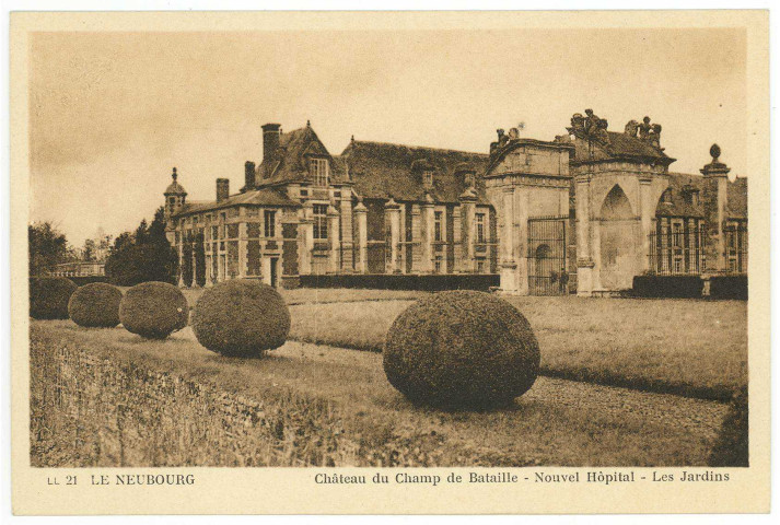 Sainte-Opportune-du-Bosc. Château du Champ-de-Bataille - Nouvel Hôpital - Les Jardins.