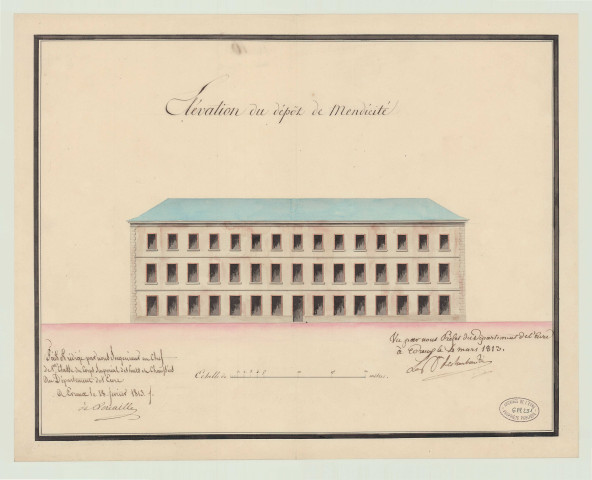 Evreux _Hospice rue Saint-Louis. Projet 2 _ " Dépôt de mendicité et l'hospice " .