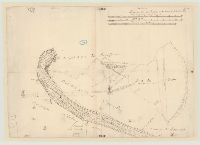 Courcelles - Quatre plans des terres de la Chartreuse de Bourbon-lès-Gaillon et du bois de Breuil. *