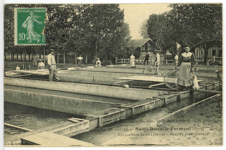 Saint-Denis-le-Ferment. Pisciculture de la Levrière - Bassins pour Alevins.