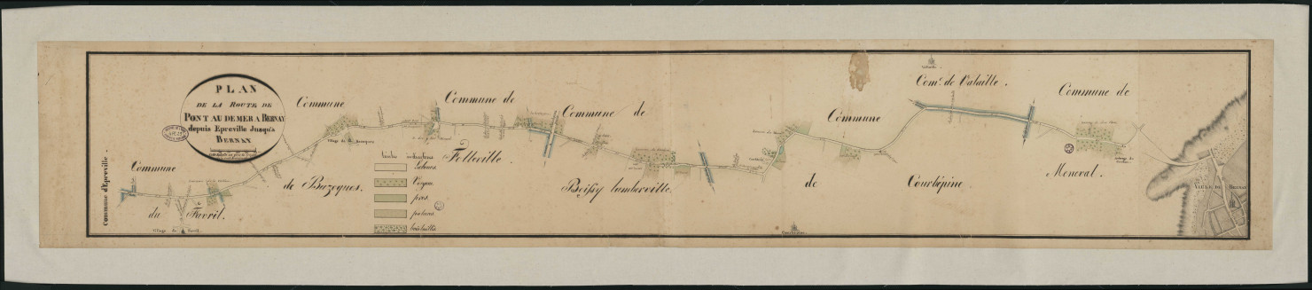 "Plan de la route de Pont-Audemer à Bernay, depuis Epreville jusqu'à Bernay".