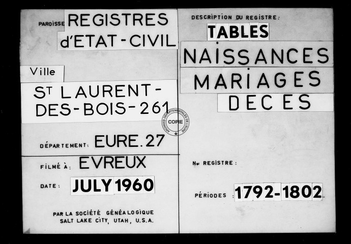 Tables (1792-1902)