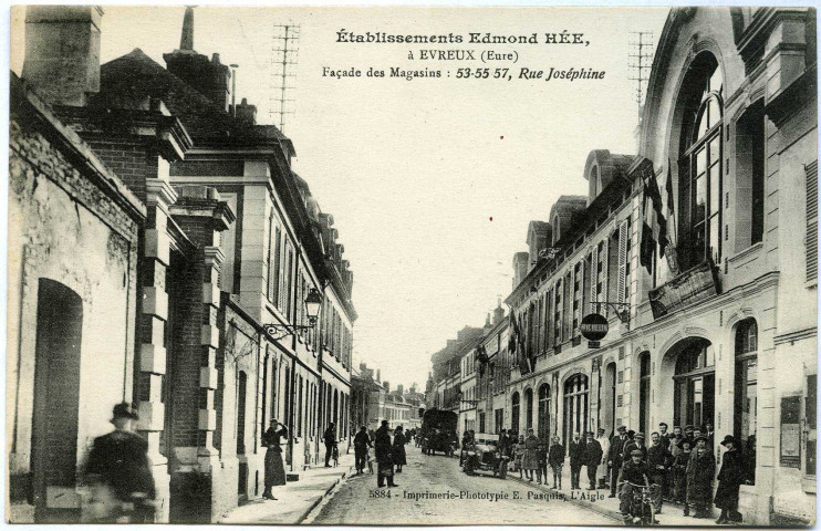 Evreux-Ville. Établissement Edmond Hée -Façade des magasins 53-55-57 Rue Joséphine.