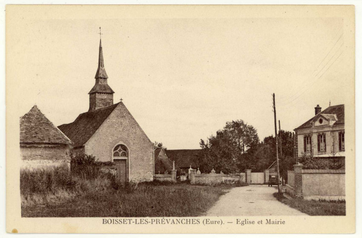 Boisset-les-Prévanches. Eglise et Mairie.