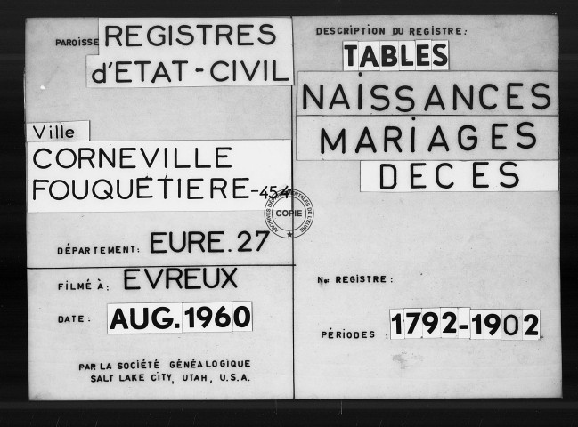Tables (1792-1902)