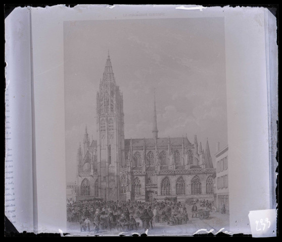 Église Notre-Dame de Caudebec-en-Caux (Seine-Maritime), côté sud, lithographie extraite de "La Normandie Illustrée".