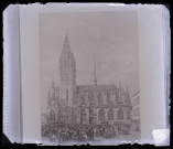 Église Notre-Dame de Caudebec-en-Caux (Seine-Maritime), côté sud, lithographie extraite de "La Normandie Illustrée".