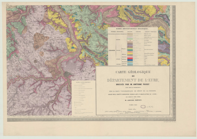 Carte géologique du département de l'Eure .. dressée par A. Passy ancien préfet Feuille 4