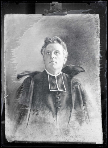 Aquarelle représentant le portrait de l'abbé Bretocq.
