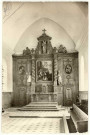 Fouqueville. Retable classé. Toile "Le Rosaire", par J. Cany. Contretable du Maître-Autel, milieu du XVIIe siècle.