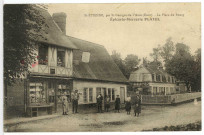 Saint-Etienne-l'Allier. St-Etienne, par Saint-Georges-du-Vièvre (Eure). - La Place du Bourg - Epicerie-Mercerie Platel.