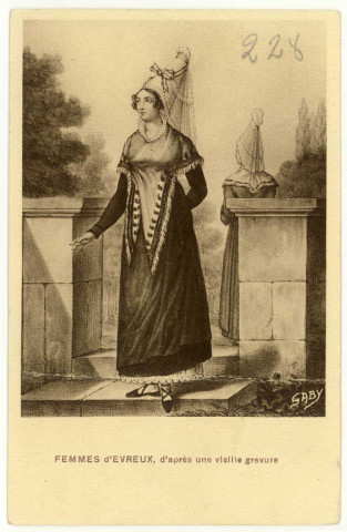 Evreux-Ville. Femmes d'Evreux d'après une vieille gravure.