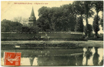 Heuqueville. L'Eglise et la mare.