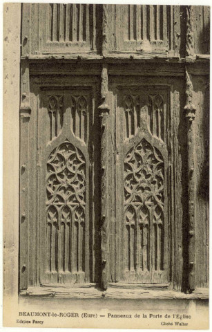 Beaumont-le-Roger. Panneaux de la Porte de l'Eglise.