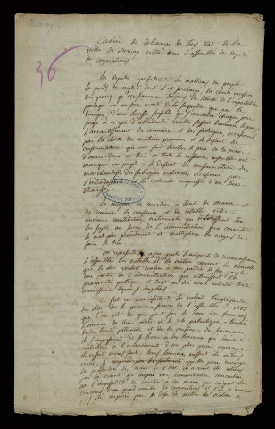 Cahier de doléances du Tiers-État de la ville de Bernay arrêté dans l'assemblée des députés des corporations (informe).