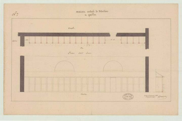 Gaillon _"Maison centrale de détention dans l'ancien château de Gaillon. Préau Saint Louis".