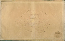 Graveron-Sémerville. Tableau d'assemblage _ du Plan Parcellaire de la Commune de Graveron Sémerville _ Canton de Evreux (nord) - Evreux - Eure. _ Terminé sur le Terrain le 20 Novembre 1840 , sous l'administration de M. de Monicault, Préfet _ M. Bourrelier, Maire _ sous la Direction de M. Garnier, Directeur des Contributions directes _ M. Le Fébure, Géomètre en Chef. _ Par M. Gérard, Géomètre de 1re classe.