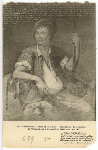 Verneuil-sur-Avre. Salle de la Mairie - Jean Bertin, Le Libérateur de Verneuil, né à Verneuil en 1400, mort en 1487.