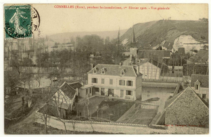 Connelles. Pendant les inondations, 1er février 1910- Vue générale.