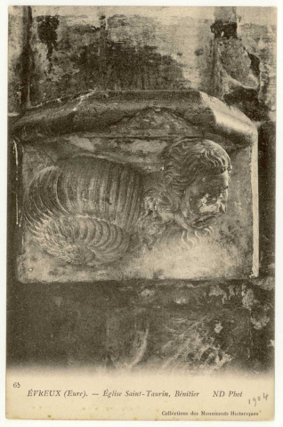 Evreux-Ville. Eglise Saint-Taurin, Bénitier.